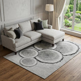8' X 10' Gray And Ivory Woodland Lodge Washable Area Rug With UV Protection