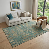 5' X 8' Teal And Beige Moroccan Washable Area Rug With UV Protection