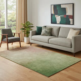 5' X 8' Blush And Green Ombre Washable Area Rug With UV Protection