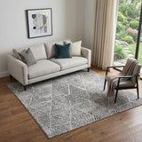 5' X 8' Pewter And Ivory Diamond Washable Area Rug With UV Protection