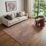 5' X 8' Salmon And Charcoal Diamond Washable Area Rug With UV Protection