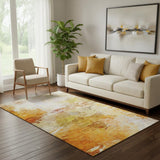 5' X 8' Chili Red And Ivory Abstract Washable Area Rug With UV Protection