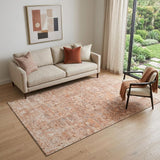 5' X 8' Salmon Gray And Ivory Floral Washable Area Rug With UV Protection