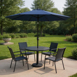 9' Dark Blue Polyester Octagonal Tilt Market Patio Umbrella
