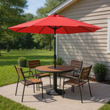 9' Red Polyester Octagonal Tilt Lighted Market Patio Umbrella