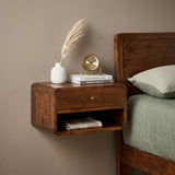18" Chestnut Solid Wood One Drawer Floating Nightstand