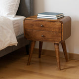 22" Chestnut Solid Wood Two Drawer Nightstand