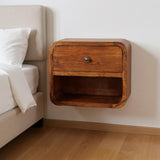 12" Chestnut Solid Wood One Drawer Floating Nightstand