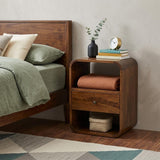 22" Brown Solid Wood One Drawer Nightstand