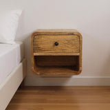 12" Oak Solid Wood One Drawer Floating Nightstand