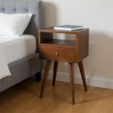 22" Chestnut Solid Wood Square One Drawer Nightstand