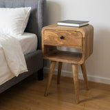 22" Oak Solid Wood Square One Drawer Nightstand
