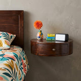 22" Brown Solid Wood One Drawer Floating Nightstand