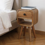16" Oak Solid Wood Square One Drawer Nightstand