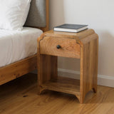 16" Oak Solid Wood One Drawer Scallop Edge Nightstand