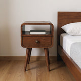 22" Brown Solid Wood Square One Drawer Nightstand