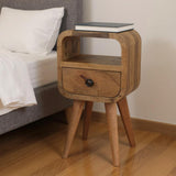 16" Oak Solid Wood Square One Drawer Nightstand