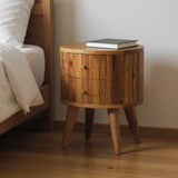 18" Natural Solid Wood Oval Two Drawer Nightstand