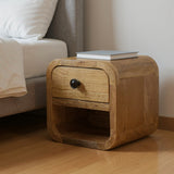 8" Oak Solid Wood Square One Drawer Nightstand