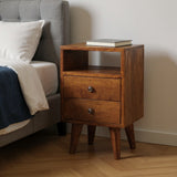 20" Chestnut Solid Wood Square Two Drawer Nightstand