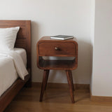 22" Dark Brown Solid Wood Square One Drawer Nightstand
