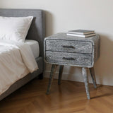 22" Gray Solid Wood Distressed Two Drawer Nightstand