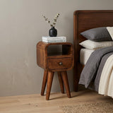 16" Chestnut Solid Wood Square One Drawer Nightstand