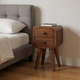 16" Chestnut Solid Wood Square Two Drawer Nightstand