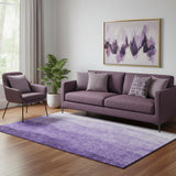 5' X 8' Purple And Ivory Ombre Washable Area Rug With UV Protection