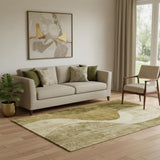 5' X 8' Brown And Beige Abstract Washable Area Rug With UV Protection