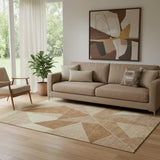 5' X 8' Chili Red And Beige Geometric Washable Area Rug With UV Protection