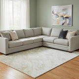 8' X 10' Ivory And Beige Abstract Washable Area Rug With UV Protection