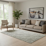 5' X 8' Taupe And Ivory Abstract Washable Area Rug With UV Protection
