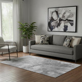 5' X 8' Gray And Ivory Abstract Washable Area Rug With UV Protection