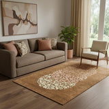 5' X 8' Chili Red And Ivory Abstract Washable Area Rug With UV Protection