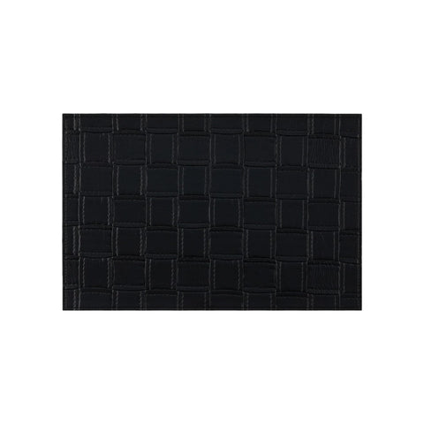 18" Set of Four Black Basketweave Faux Leather Placemats
