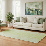 5' X 8' Artichoke Green And Ivory Abstract Washable Area Rug With UV Protection