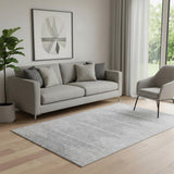 5' X 8' Gray And Ivory Abstract Washable Area Rug With UV Protection