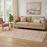5' X 8' Salmon And Ivory Abstract Washable Area Rug With UV Protection