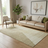 5' X 8' Beige And Ivory Geometric Washable Area Rug With UV Protection