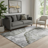 5' X 8' Gray And Ivory Woodland Lodge Washable Area Rug With UV Protection
