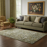 5' X 8' Coffee Ivory And Gold Oriental Washable Area Rug With UV Protection