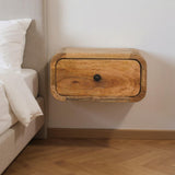 12" Oak Solid Wood One Drawer Floating Nightstand