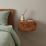 12" Chestnut Solid Wood One Drawer Floating Nightstand