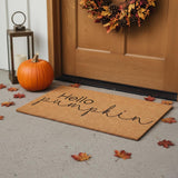 24" X 36" Brown And Natural Fall Hello Pumpkin Outdoor Coir Door Mat
