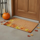 17" X 29" Brown And Natural Fall Leaves Outdoor Coir Door Mat