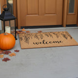 17" X 29" Brown And Natural Floral Welcome Outdoor Coir Door Mat