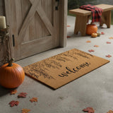 24" X 36" Brown And Natural Floral Welcome Outdoor Coir Door Mat