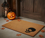 24" X 36" Natural And Brown Halloween Skull Outdoor Coir Door Mat