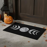 17" X 29" Black And White Phases Of The Moon Outdoor Coir Door Mat